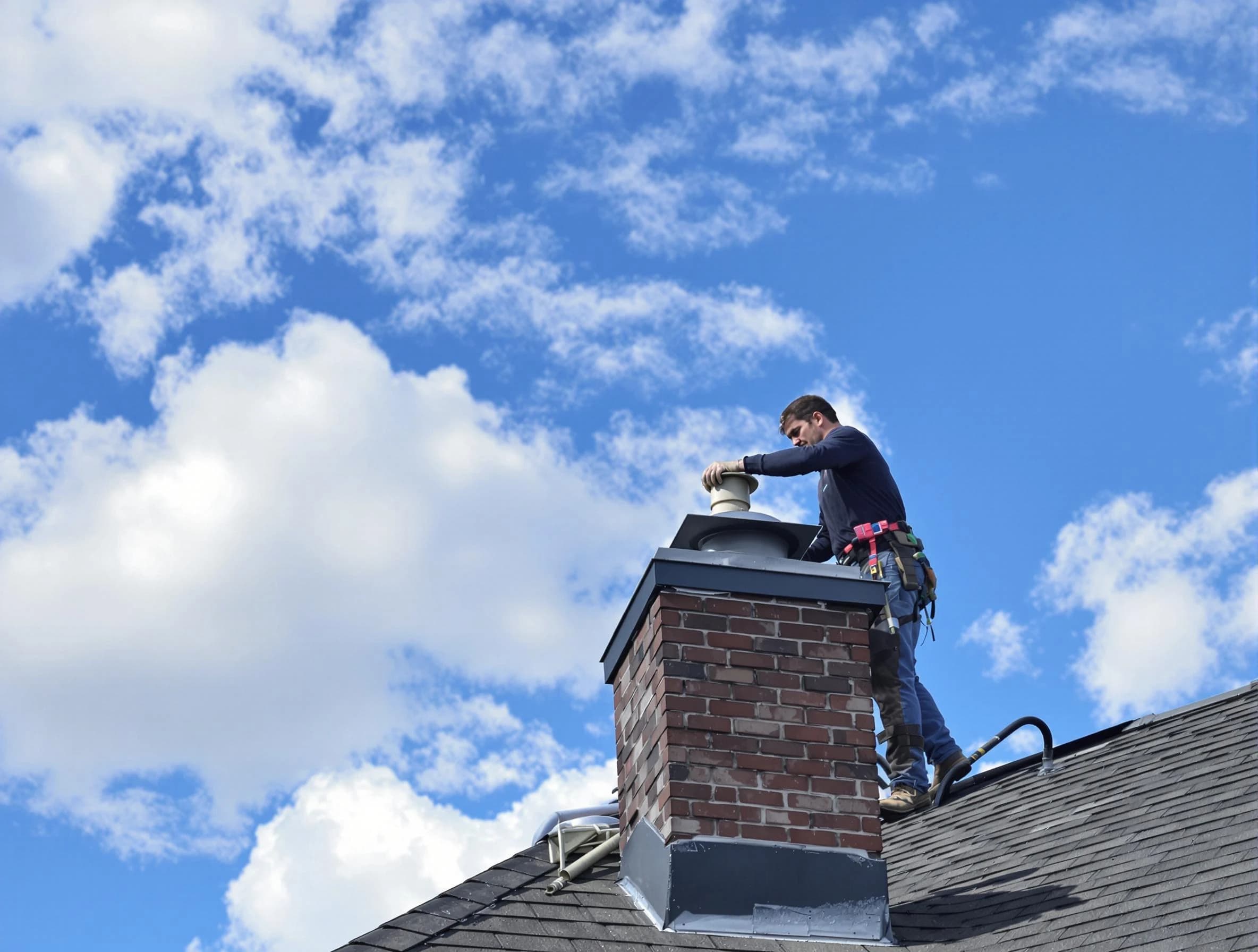 O'Hara Chimney Sweep installing a sturdy chimney cap in O'Hara, PA