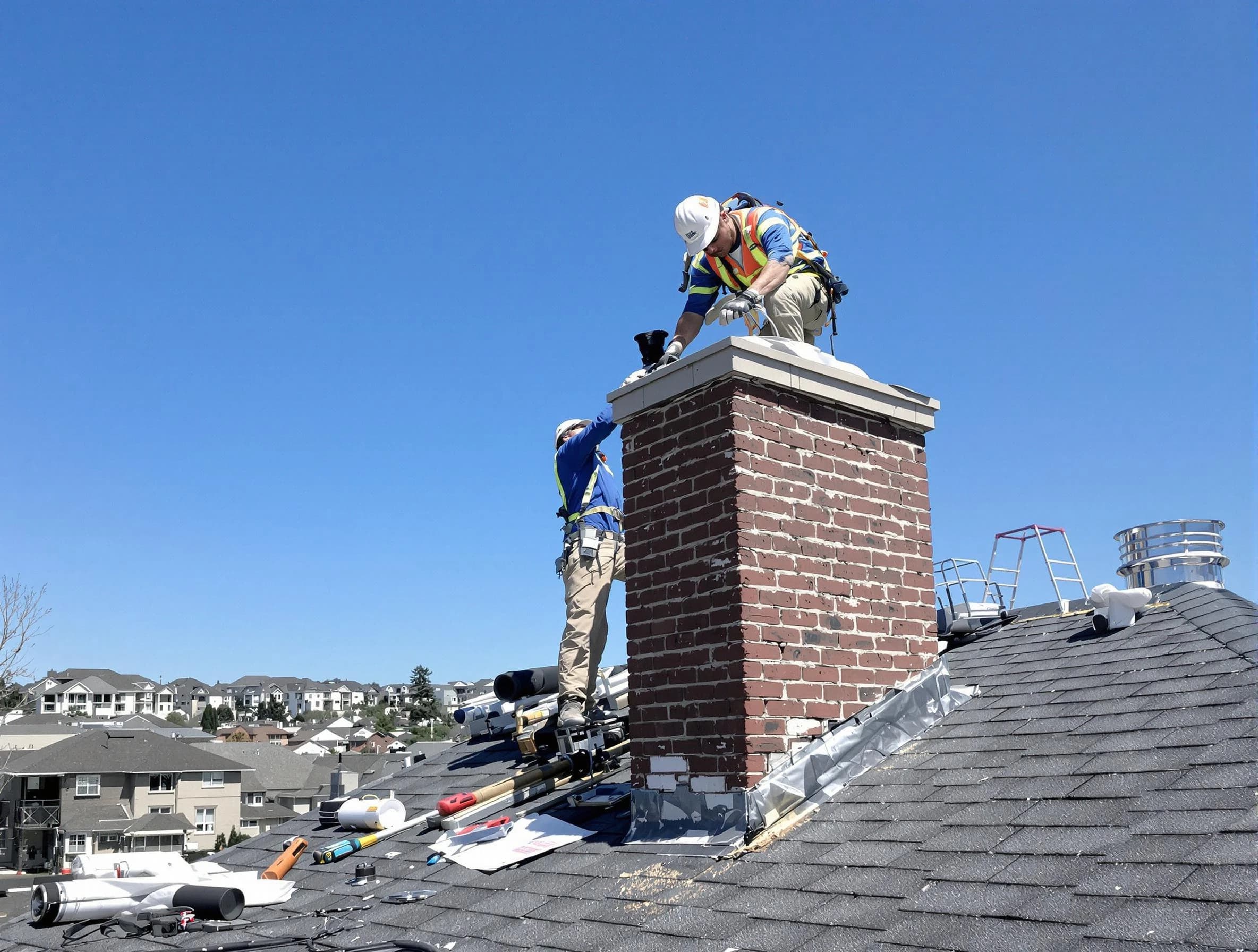 O'Hara Chimney Sweep repairing a chimney crown in O'Hara, PA