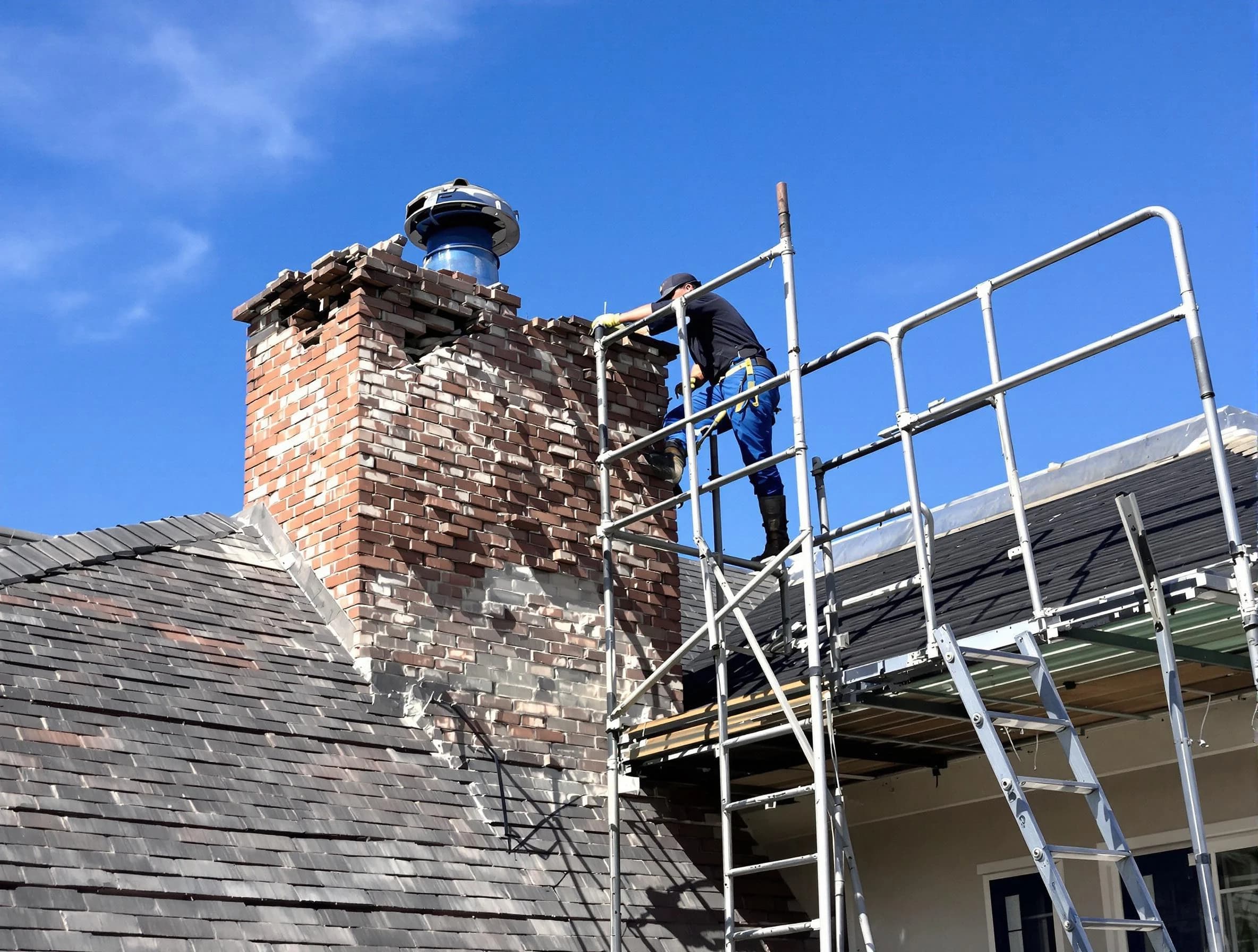 Rebuilding a chimney structure by O'Hara Chimney Sweep in O'Hara, PA