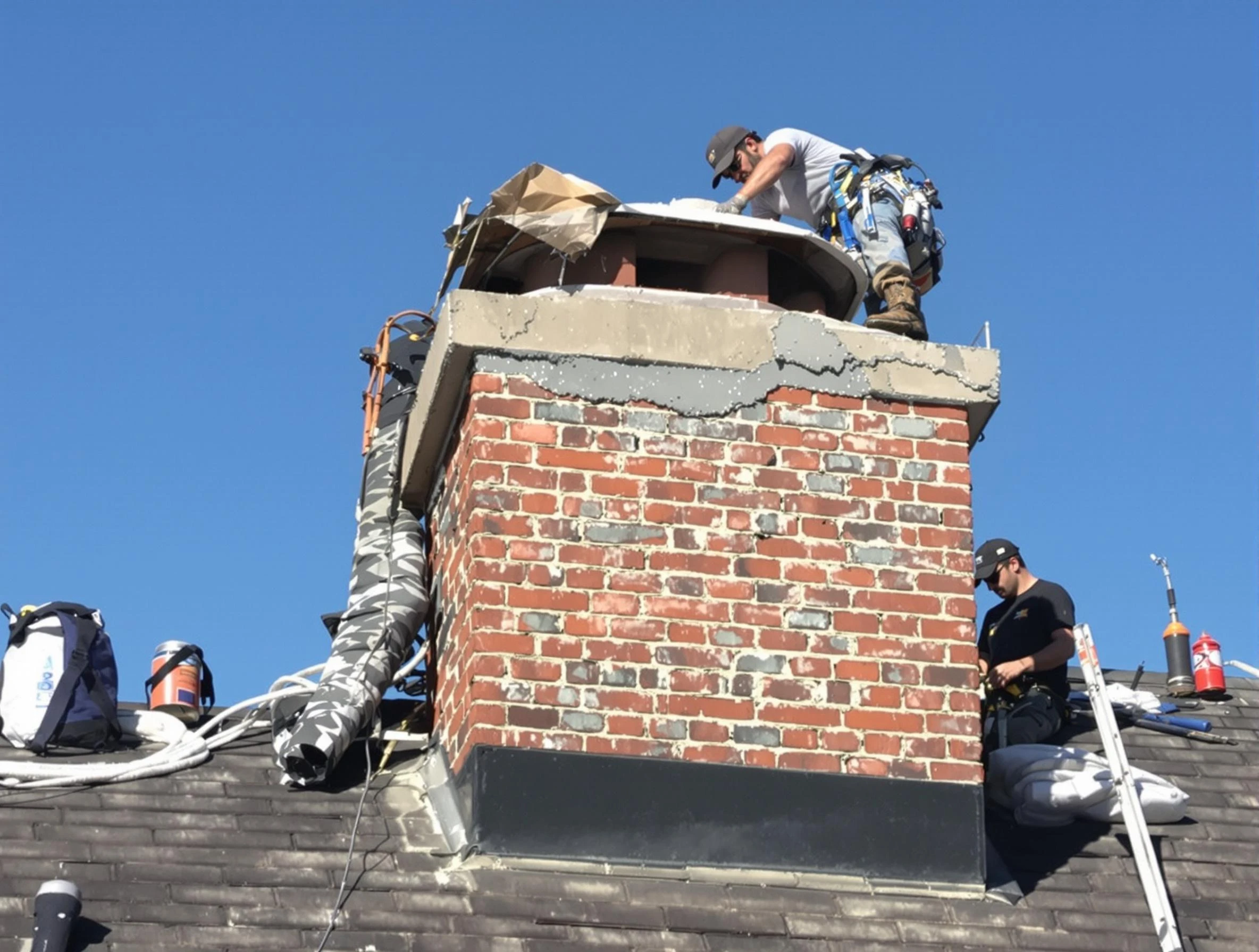 O'Hara Chimney Sweep installing a custom chimney crown in O'Hara, PA