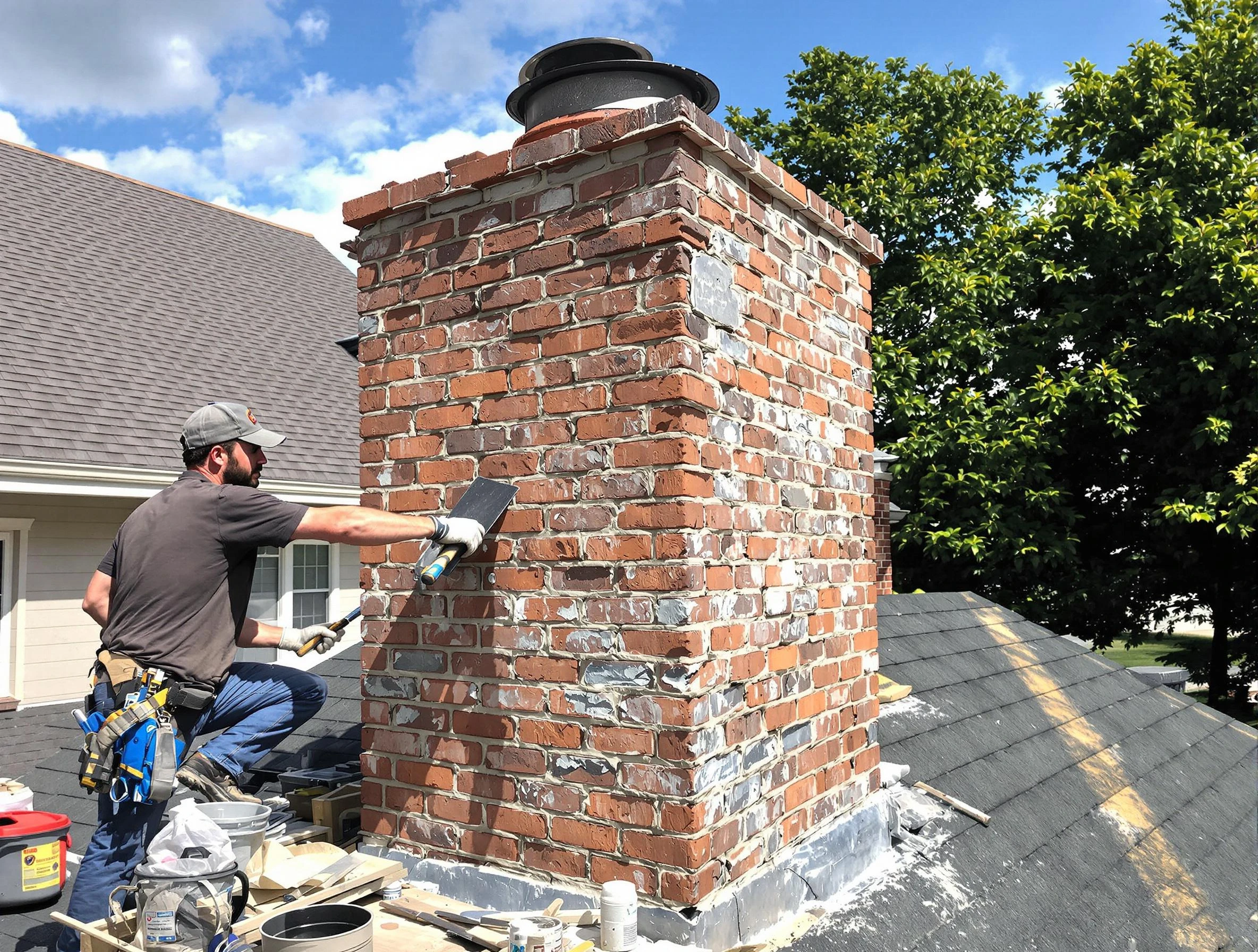 Completed chimney rebuild by O'Hara Chimney Sweep in O'Hara, PA