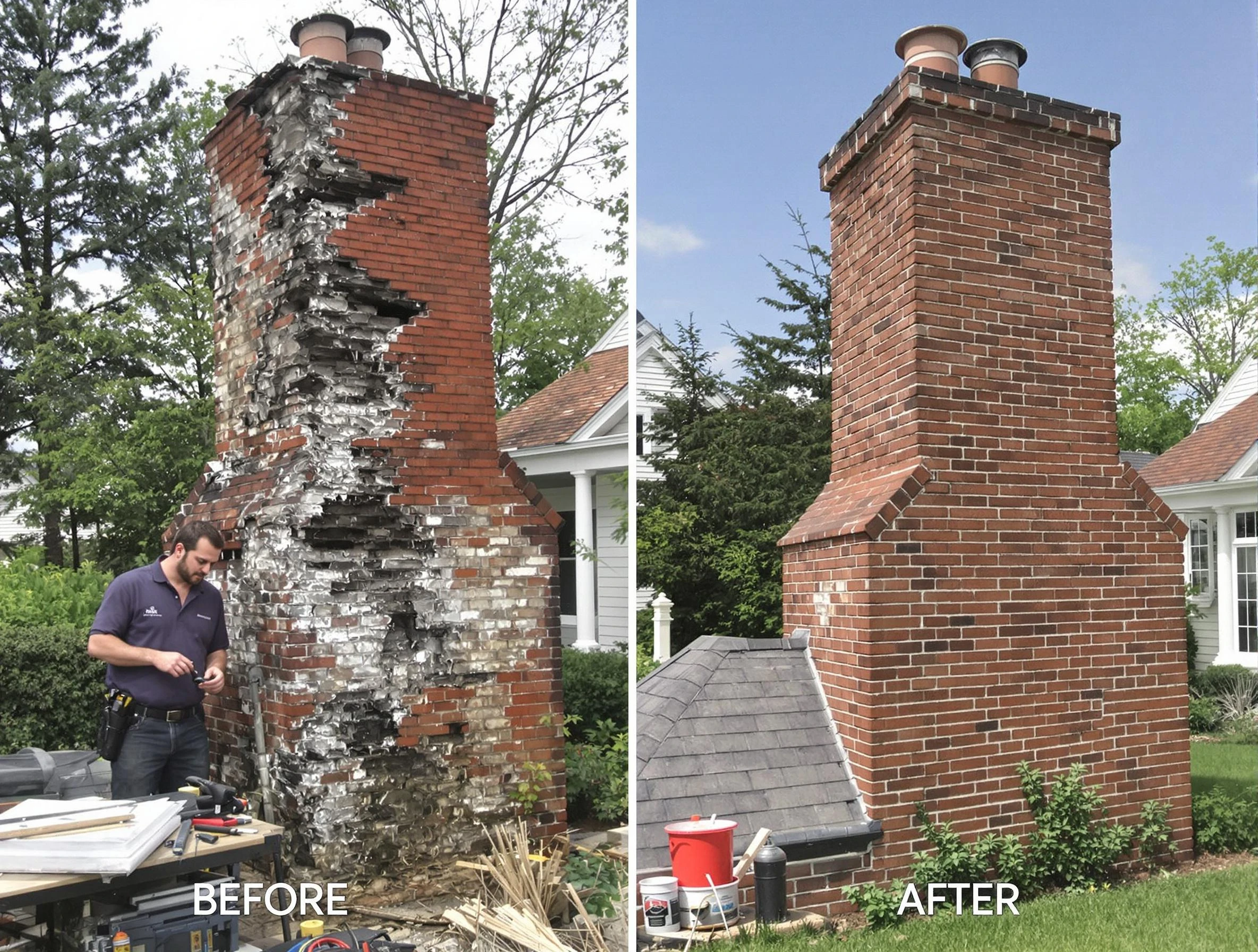 O'Hara Chimney Sweep performing a full chimney restoration in O'Hara, PA