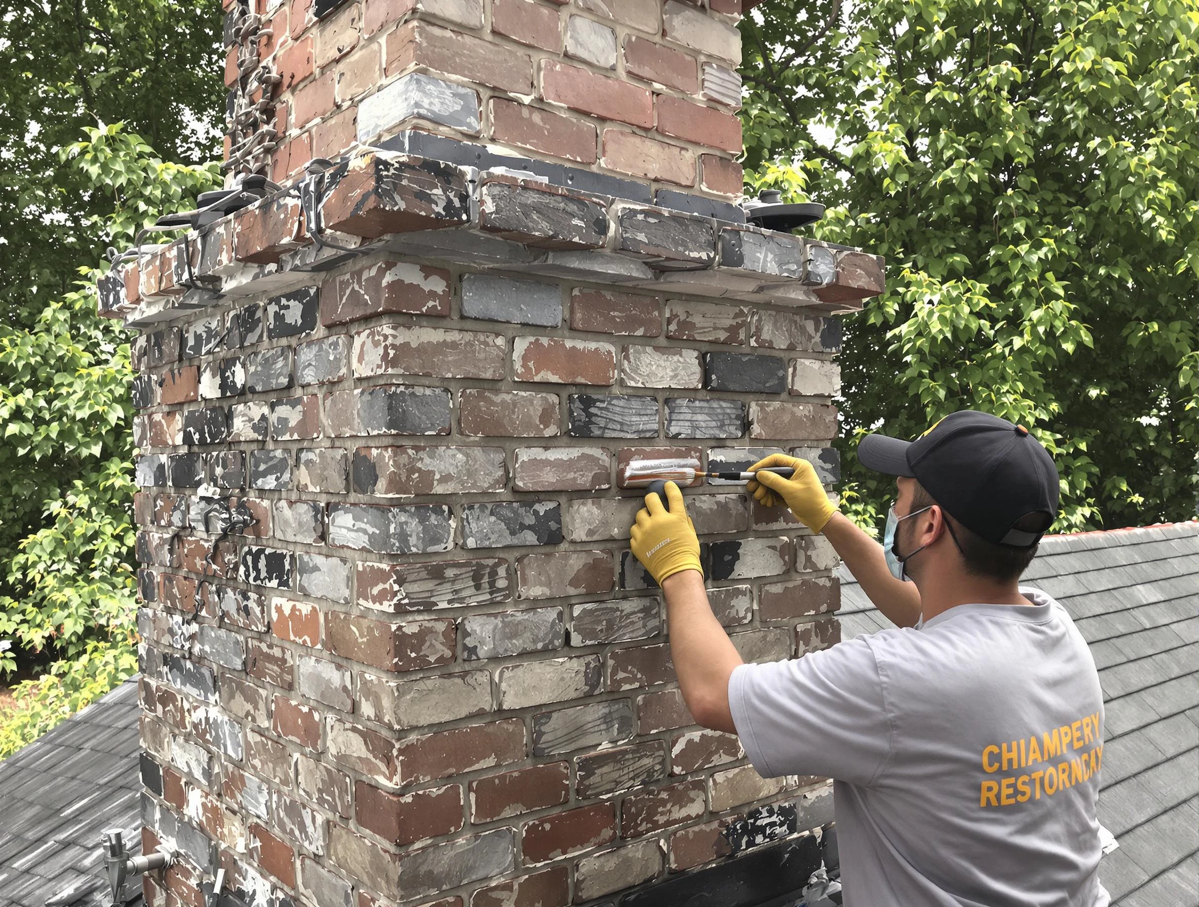In-progress chimney restoration by O'Hara Chimney Sweep in O'Hara, PA